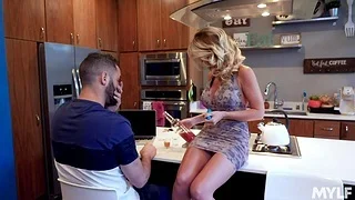 Stepson takes a shot newcomer disabuse of stepmom's boobies and fucks her cunt in the larder